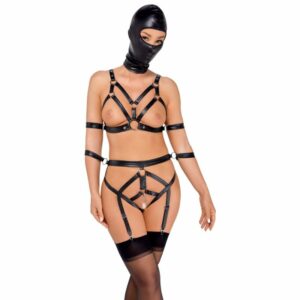 2-teiliges Bondage-Set mit Armfesseln plus Kopfmaske