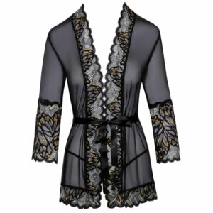 Kimono mit Effektspitze und Bindegürtel